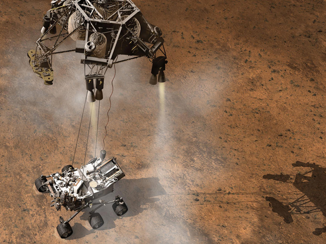 화성에 착륙하는 큐리오시티.<사진=NASA 홈페이지>