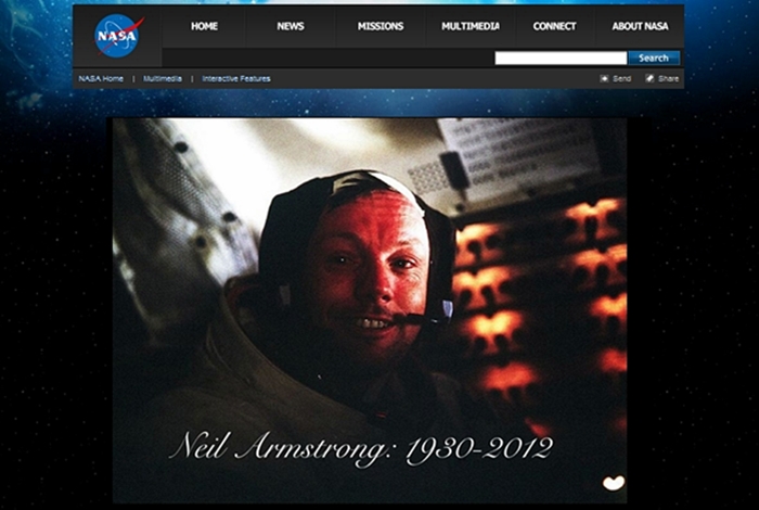 닐 암스트롱 사망 시 NASA는 홈페이지에 그의 생전 모습을 올려 애도를 표시하기도 했다.