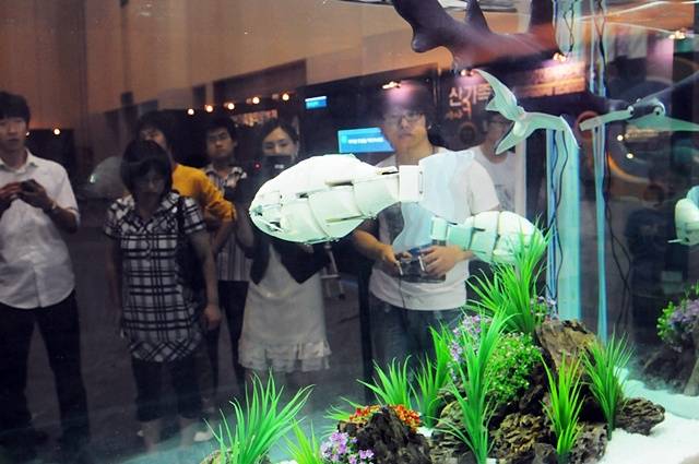 한국생산기술연구원이 개발한 로봇물고기 '익투스'. 