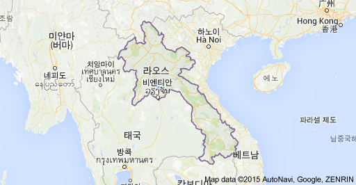 구글지도를 통해 본 라오스. 중국, 미얀마, 태국, 캄보디아, 베트남 등 5개국과 국경을 마주하고 있다. <출처=구글> 