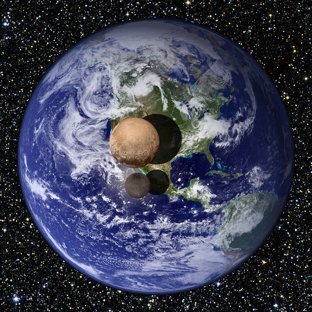 뉴호라이즌스호의 측정 결과 명왕성의 지름은 2370km, 샤론 위성은 1208km로 각각 지구의 18.5%, 9.5%에 해당된다. <사진=NASA 제공> 