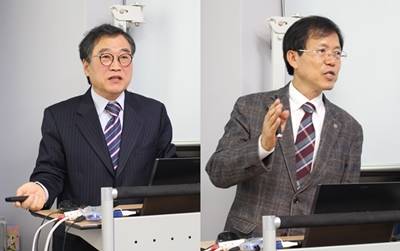 로켓 전문가 채연석 UST 교수와 곽상수 생명연 박사가 11월 '따뜻한 과학마을 이야기'의 연사자로 나서 청중들에게 영감을 전했다.<사진=강민구 기자> 