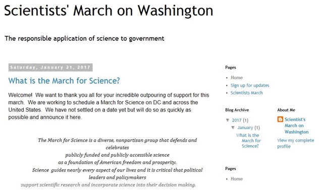 과학자들은 워싱턴 D.C에서 정부에 과학적 행보를 촉구할 예정이다.<자료=Scientistmarchonwashington 홈페이지>