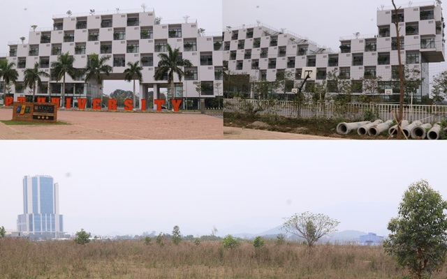 호락 하이테크 파크에는 응용연구 분야 연구소와 대학, 기업이 입주하게 된다. 사진은 드문드문 들어선 베트남의 기업 건물들. 디자인이 독특해 멀리서도 한눈에 보인다.<사진=대덕넷>