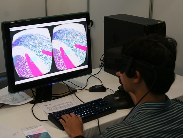 KAIST 게임 제작 동아리 하제에서 개발한 비행 시뮬레이팅 VR 게임.<사진=강민구 기자>