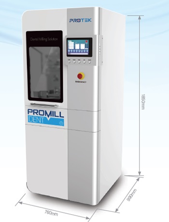 프로테크코리아에서 개발한 디지털 치과용 보철 가공기 'promill dent'.<사진=프로테크코리아>