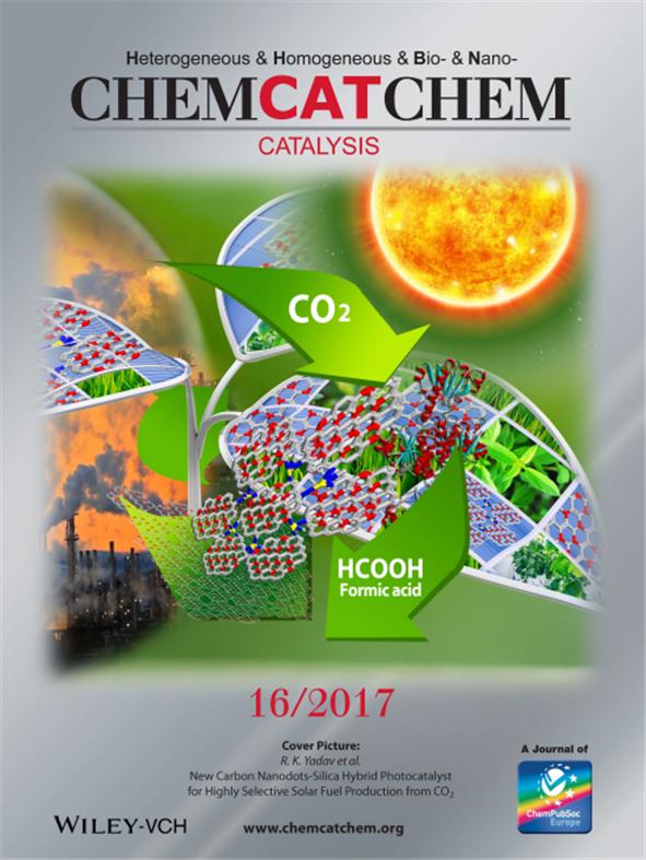 촉매과학분야의 학술지 켐켓켐(ChemCatChem) 표지에 실린 '탄소나노입자 광촉매 인공광합성 시스템' 논문