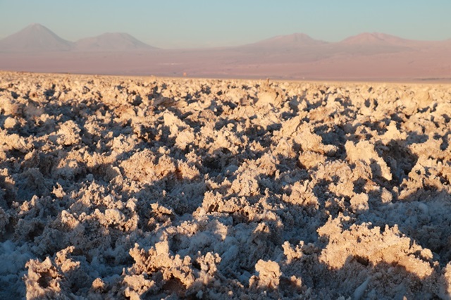아타카마 소금 평원은 우유니 사막과 달리 소금이 녹은 적이 없어, 소금 결정이 부정형으로 엉켜있다.<사진='박자세' 제공>