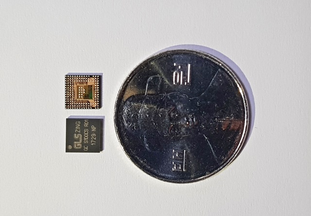 지앨에스가 개발한 차세대 초고속 대용량 무선전송 반도체 칩. <사진=지앨에스 제공>