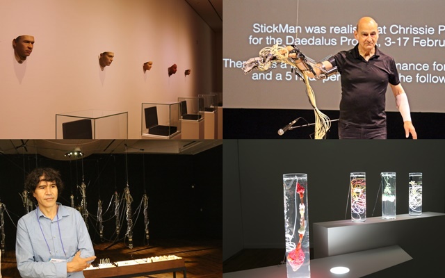 예술로 들어온 생명과학. '대전비엔날레'에서 전시된 다양한 예술작품.(왼쪽부터)헤더 듀이 해그보그 '스트레인져 비젼스', 루이 필립 데메르 '블라인드 로봇', 피냐 욜다스 '과잉의 에코시스템', 길베르토 에스파자 '자동 광합성 식물'<사진=강민구 기자>