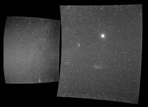 파커 태양탐사선이 전송한 지구 사진. 오른쪽 사진 중간 윗부분의 밝은 점이 지구.<출처:NASA/파커 태양탐사선>