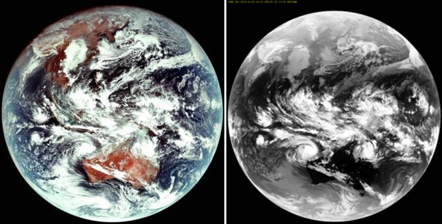 천리안 위성 2A호 영상(왼쪽)과 천리안 위성 1호 영상(오른쪽).<사진=한국항공우주연구원>