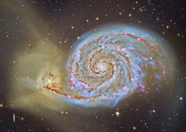 대표적인 충돌 은하인 부자은하, M51의 모습(출처 CAHA, Descubre, DSA, OAUV).<사진=천문연 제공>