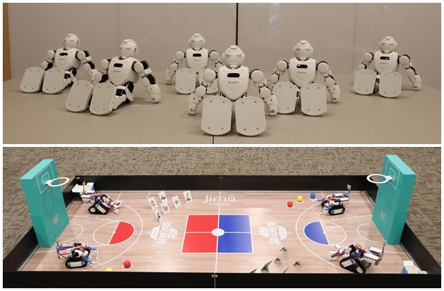 기업가치 5조 '유비테크'(UBTECH) 관계자는 29일 주식회사 아이에프티가 주최한 'AI 로봇 미래&교육 콘퍼런스'를 방문했다. 사진은 유비테크에서 개발한 Alpha(알파), Jimu(지무) 로봇. <사진=김인한 기자>