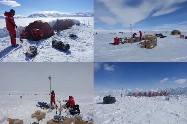 빙하시추를 위해 연구팀은 헬기를 타고 이동 후 텐트를 치고 캠프를 만든다. 지난해 다녀온 시추연구에서는 10박 이상 한 곳에 머물며 빙하시추 등을 수행했다. <사진=극지연 제공>