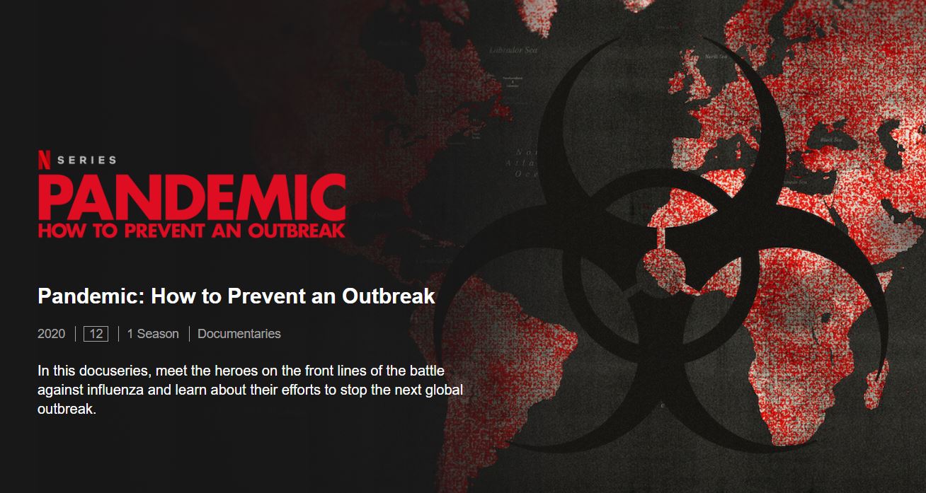 넷플릭스가 자체 제작한 '팬데믹:인플루엔자와의 전쟁' 다큐멘터리. <사진=Netflix 홈페이지 갈무리>