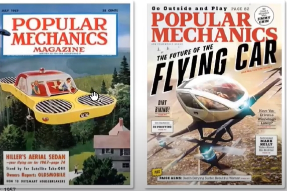 'Popular mechanics' 표지를 장식한 하늘을 나는 자동차. 10년 후 개발될 것이라 보도되었지만 지금까지 상용화되지 못한 상황이다. [사진=발표자료]