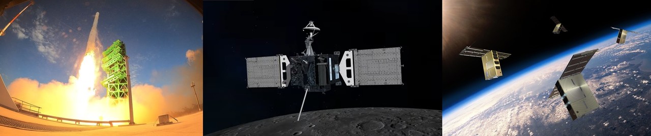(왼쪽부터) 누리호(KSLV-II), 한국형 달 궤도선(KPLO), 도요샛. [사진=대덕넷DB]